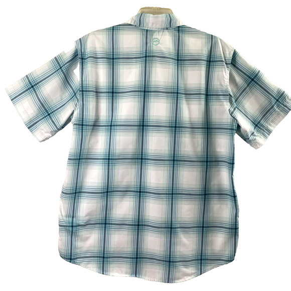 Magellan Shirt Mens Medium Blue Plaid Pearl‎ Snap Vented Outdoors Fish Wicking - Picture 2 of 12